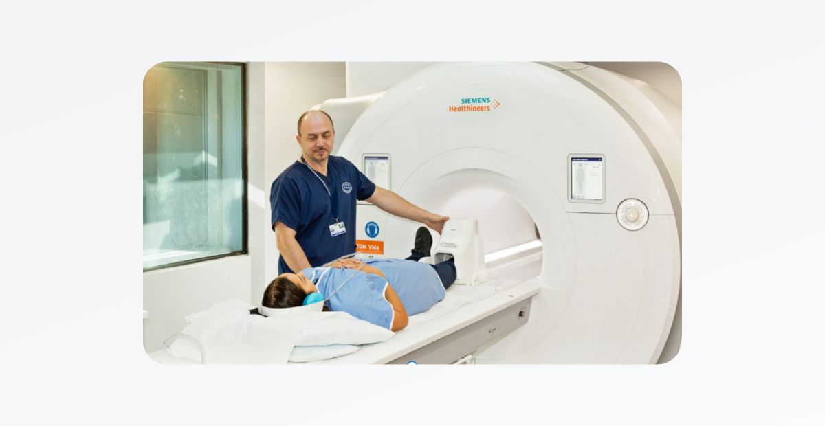 Image of an MRI patient going feet-first