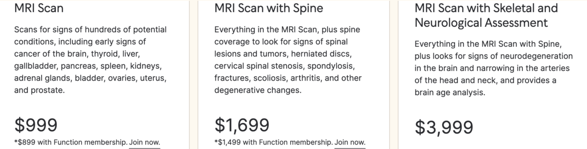 Ezra MRI Scan Function Health Prices